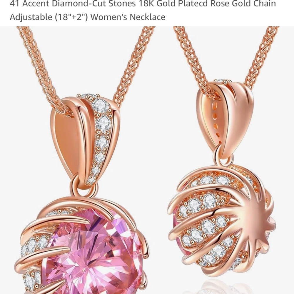 Rose Gold Women's Necklace with Pink Stone comes with cute gift box 🎁